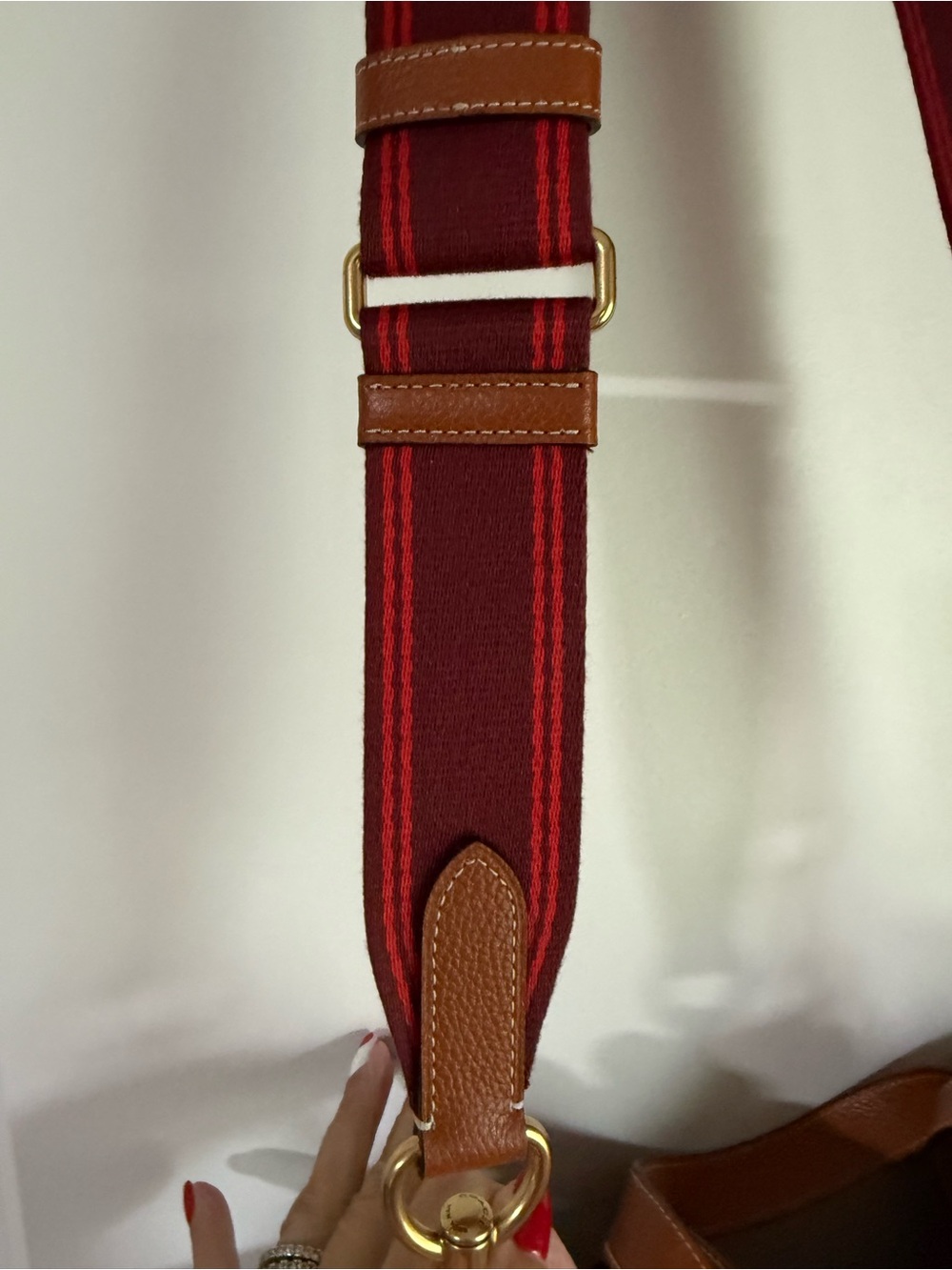 Coach Brown Leather Messenger Tote with Rainbow Crochet Trim - Picture 4 of 10